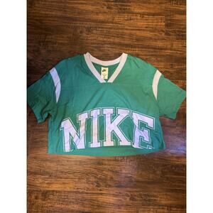 Nike Oversized Crop Top T-shirt Green & Blue Tee Sz M Womens